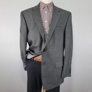 Nautcia Men's Sport Coat Blazer Two Button Gray Flannel Twill Lambs Wool 46L